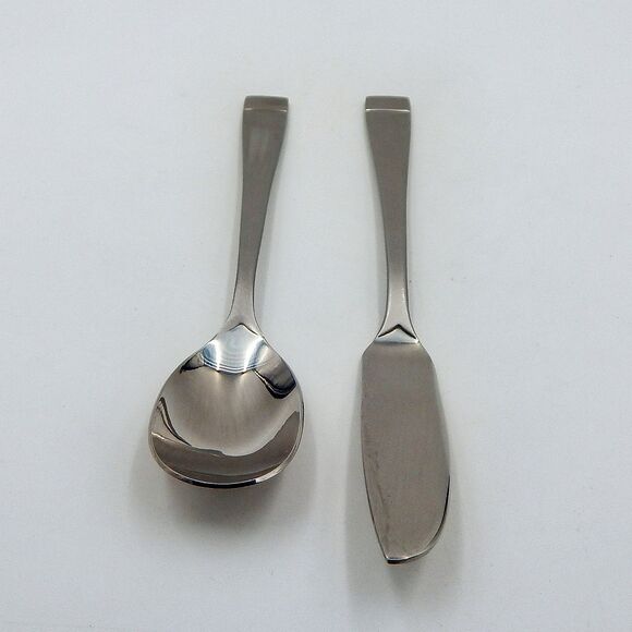 Oneida Stainless Mercer Sugar Spoon & Master Butter Knife Satin Frosted Set of 2 - Picture 7 of 8